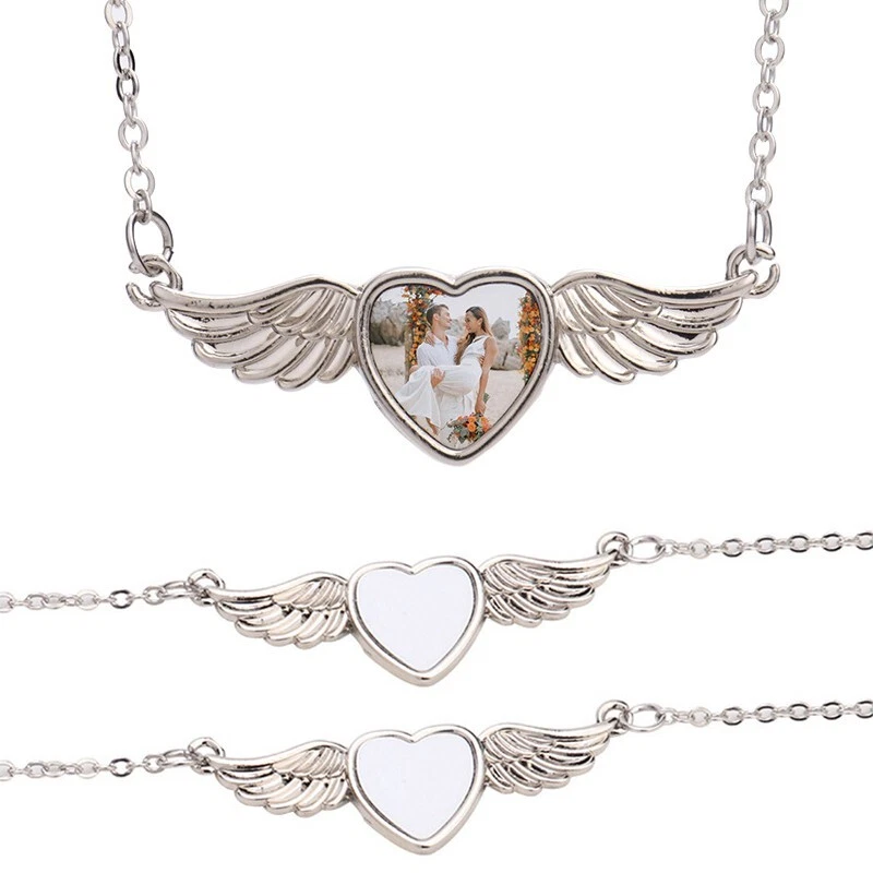 Sublimation High Quality Angel Wings Necklace Metal Gold