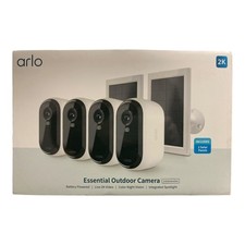 Arlo 2K Essential Outdoor Camera 2nd Gen, 4 Cameras and 2 Solar Panels, White