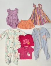 Lot of 7 Baby Girl Mixed Brands 6 Months Pink Blue Multi-color Bundle