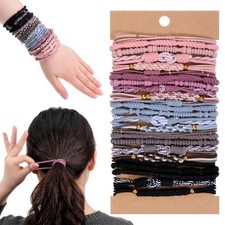 25 Pcs Boho Hair Ties Bracelet No Damage Elastic Hair Bands Braided Ponytail