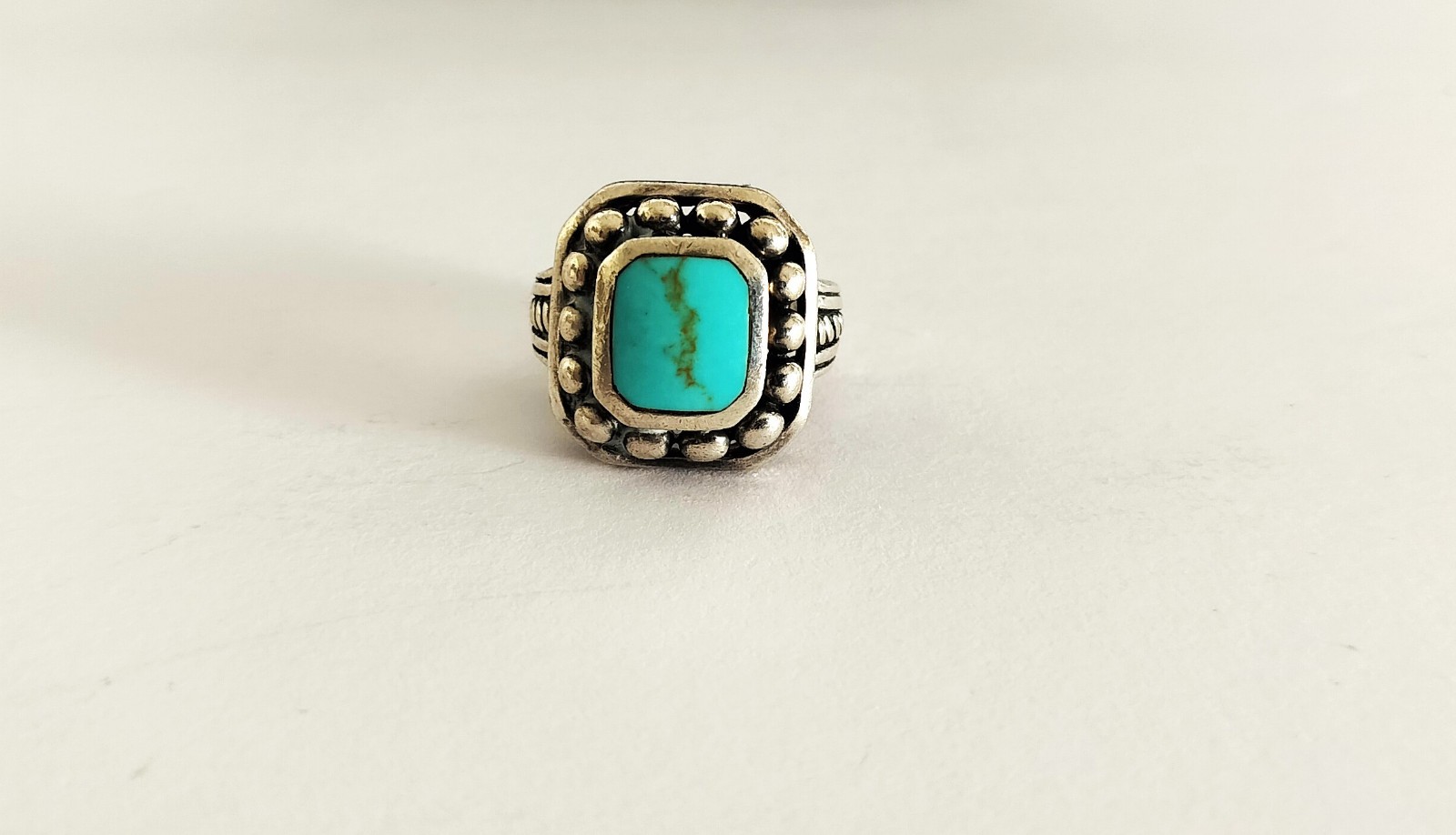 VTG Signed Solid 925 Silver & Large Turquoise Nat… - image 1