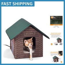 Compact Heated Cat Shelter with Two Exits for Outdoor Safety - 22x19x17