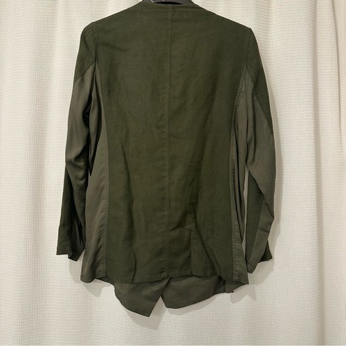 BLANKNYC Olive Green Draped Front Jacket L Waterfall Asymmetrical Hem - Picture 3 of 5