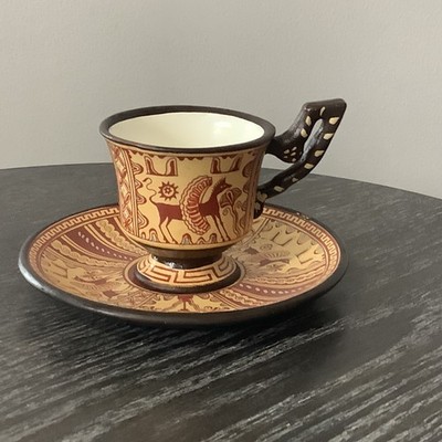 D. Vassilopoulos Hand Made Greek Demitasse Cup and Saucer