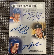 2024-25 The Cup Hockey Triple Autos Wayne Gretzky Mario Lemieux Mark Messier 1/3