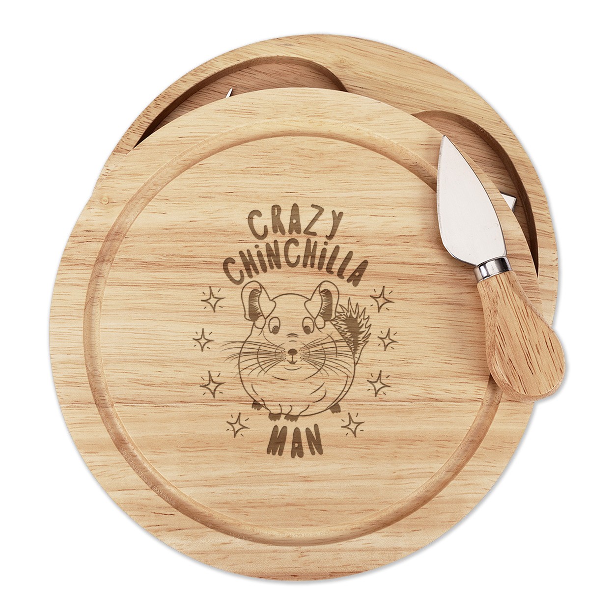 Crazy Chinchilla Man Stars Cheese Board Knife Set Funny