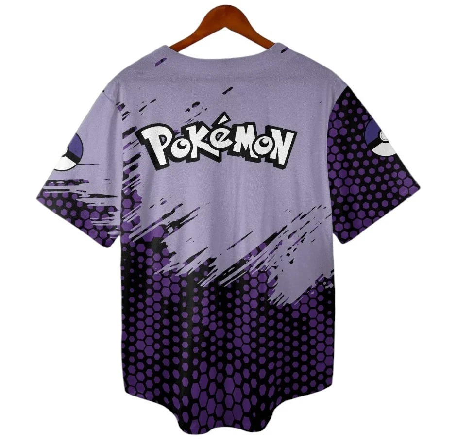 Gengar Baseball Jersey - Cute Ghost-Type Anime Shirt