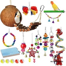 16 Pack Bird Toys for Parakeet Parrot Bird Cage Accessories Swings Balls