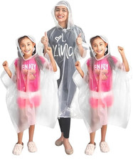 Family Pack Disposable Rain Ponchos: Waterproof, Reusable, Lightweight for Adult