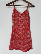 Hollister S Red Floral Slip Dress Adjustable Strap Summer Mini Cottage babydoll