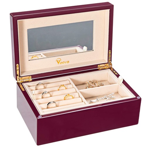 Wooden Jewelry Box Organizer for Women Teen Girls, Luxury Piano Paint Wood Je...