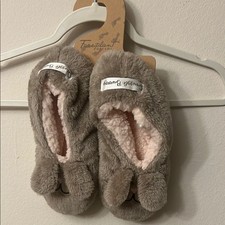 Footsies face plant dreams Plush Brown and Pink Slippers with Fuzzy Lining 310