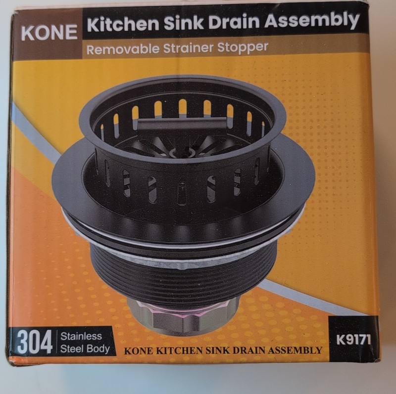 KONE Kitchen Sink Strainer Removable Stainless Steel Black Round K9171
