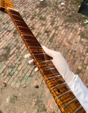 AAAA Stainless steel 22fret Gloss Roasted flame Maple Electric guitar neck