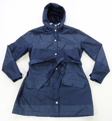 Rare HELLY HANSEN Waterproof Belted Hooded Rain Parka Jacket 2010s Navy Blue 2XL