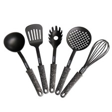 STONELINE® Set d'ustensiles de cuisine 5 pièces | Noir