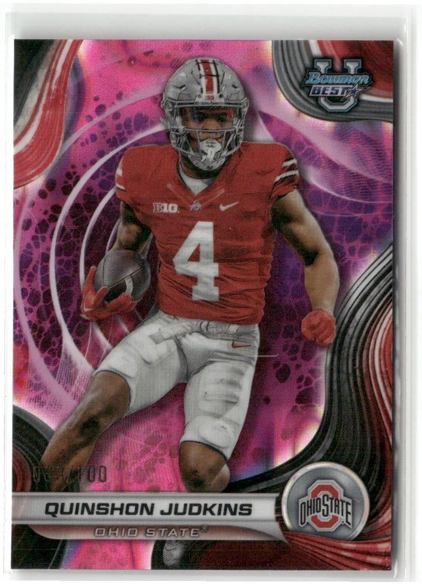 2024 Bowman University Best #74 Quinshon Judkins Pink Lava Refractor #/100