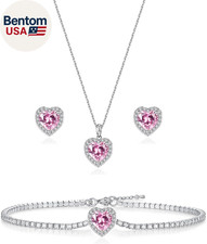 Cubic Zirconia LOVE Heart Jewelry Set Earrings Necklace Bracelet Set for Women V