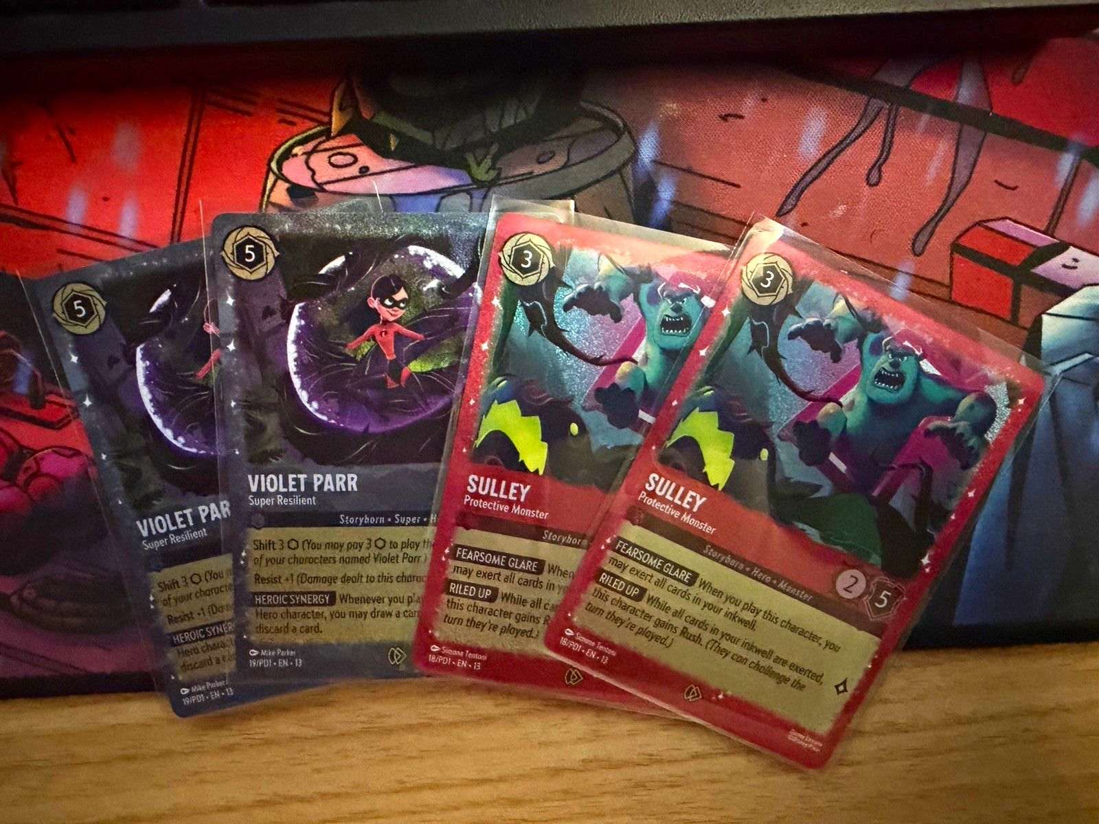 Disney Lorcana Foil Violet Parr & Sulley 4-Card Lot PROMO