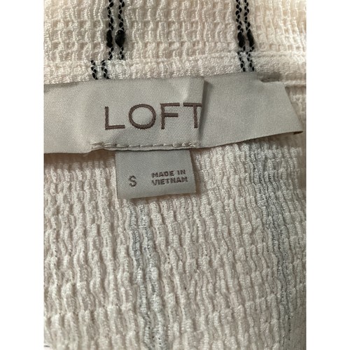 LOFT Cream Graphic Print Blouse, Size S - Picture 3 of 4
