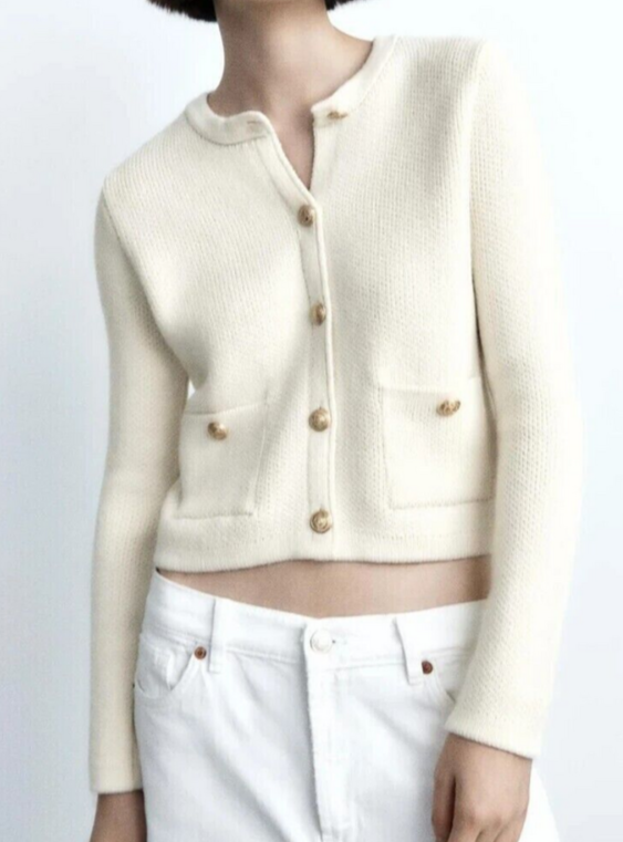 ZARAゴールドボタンニットジャケット ZARA】ザラ ゴールドボタンニットジャケット
