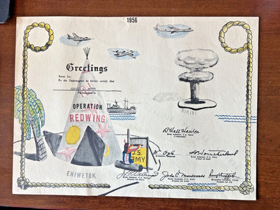 VERY RARE 1956 Operation Redwing Certificate of Participation