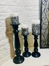Gorgeous Set of 3 Vintage Pillar Candle Holder for Table Centerpiece