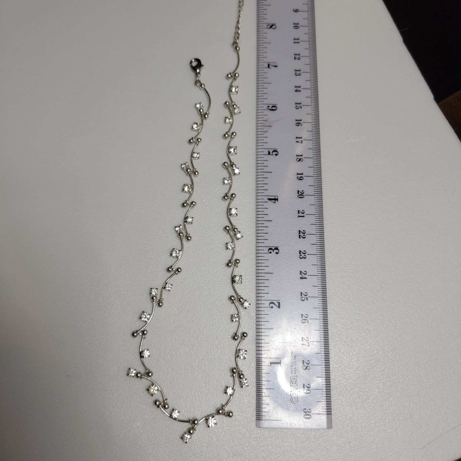 Delicate Silver And Crystal Adjustable Necklace 1… - image 5