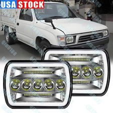 Pair 5x7 7x6inch Rectangle Led Headlight Halo Drl For Toyota Pickup Truck Nissan