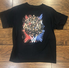 WWE Superstars Wrestling Black AOP Graphic I was There T-Shirt Youth Size Large