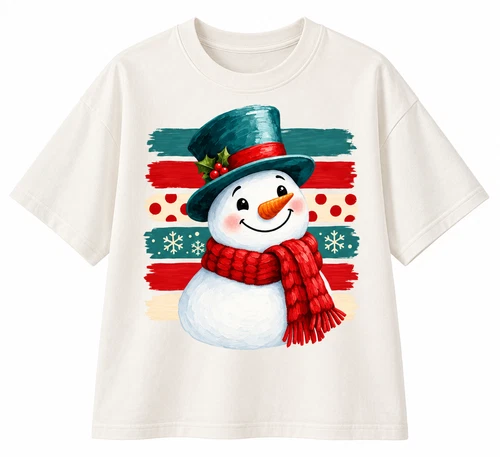 Retro Christmas Snowman T Shirt Cute Vintage Holiday Graphic Tee Winter Gift - product listing photo