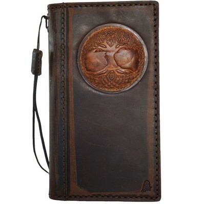 Genuine Leather case for  Galaxy s25 S24 Ultra Wallet Note 26 FE Edge Tree Live