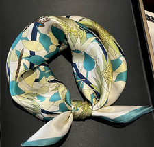100 Mulberry Silk Scarf 53X53cm Neckerchief Shawl leaf Print Bandana Wrap new