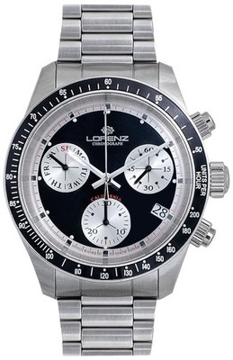 LORENZ CALIFORNIA 090003AA Herrenuhr Chronograph Schwarz Stahl Swiss Made Day 