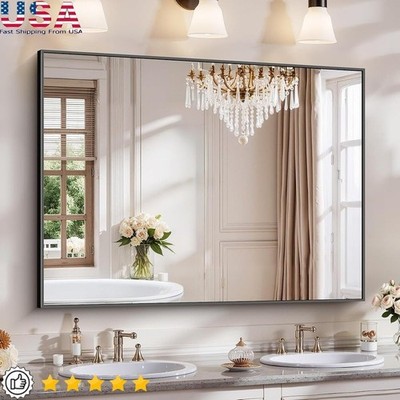Ultra Clear Rectangular Vanity Mirror Shatterproof Aluminum Frame Home Decor New