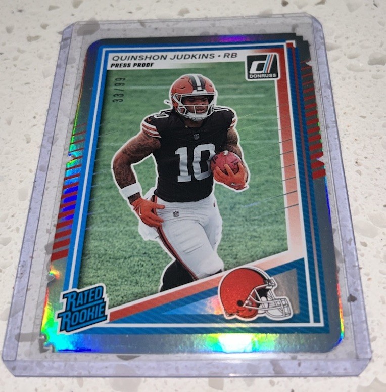2025 Panini Donruss Quinshon Judkins Rookie Press Proof Silver Die Cut /99 #330