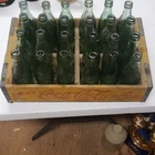 Coca-Cola Vintage Green Glass Bottles in Wooden Crate Los Angeles San Francisco