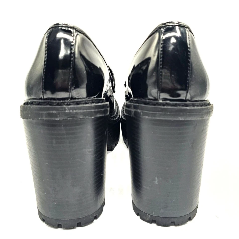 Madden Girl Kassidy Patent Platform Heel Penny Lug Loafers Black Women's 9 - Image 4 of 4