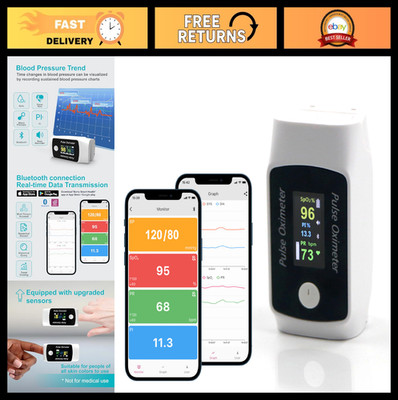 Portable Bluetooth Pulse Oximeter - High Accuracy O2 & Pulse Rate Monitor for Al