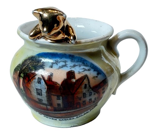 SEVEN GABLES - SALEM - MA Massachusetts Souvenir ANTIQUE TRINKET PIG CUP