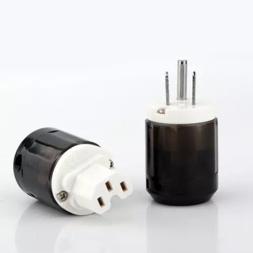 Paar Gold/Rhodiniert US AC Audio Netzstecker IEC C15 HiFi Stromkabel Stecker - Bild 8 von 31