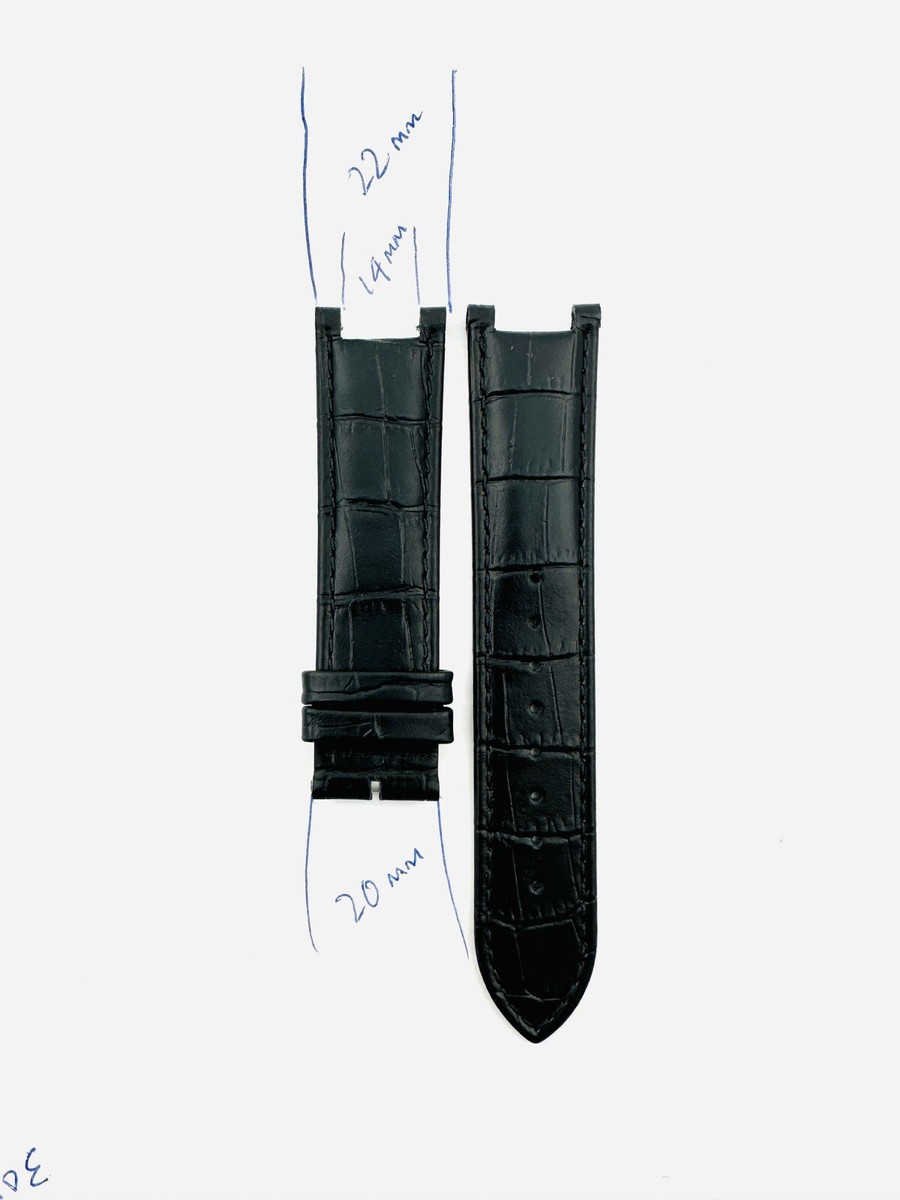 VERSACE WATCH STRAP, VQZ , BLACK LEATHER BLACK STITCH, REVE