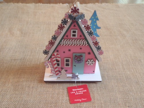 World Market Laser Cut Wood Candy Row House LED Light Up Christmas Village