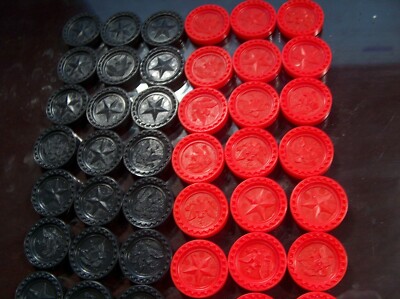 42 Connect 4 Four Game Pieces Part Checkers 21 Red 21 Black Eagle USA Star
