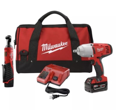 Milwaukee 2663-22RH M12 3/8'' Ratchet + M18 1/2'' Impact Wrench Combo Kit - NIB