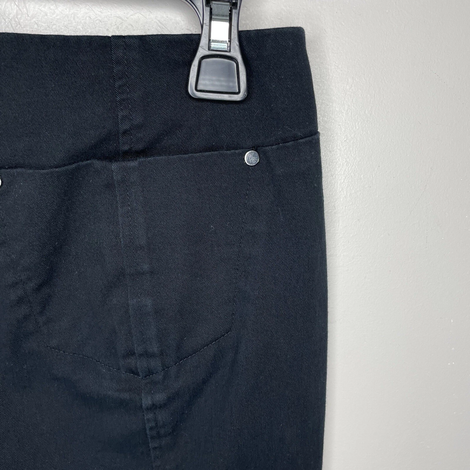 Pantalone donna T ALEXANDER WANG 4 nero piatto davanti conico zip laterale cotone elasticizzato