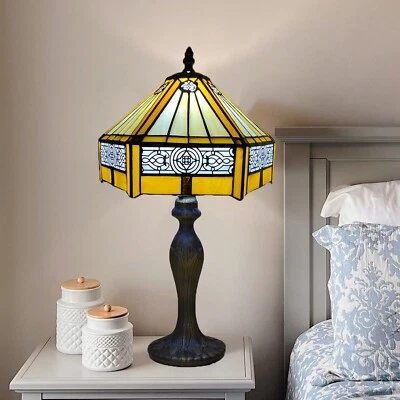 CASPERI Tiffany Stil Tischlampe Buntglas Handarbeit Nachttischleuchte Schreibtischlampen UK