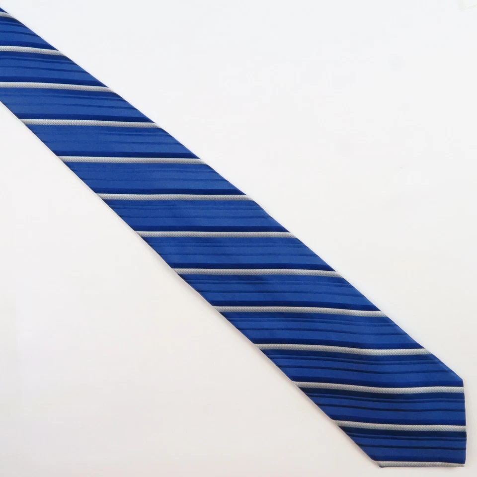 Corbata Nicole Miller New York Azul Gris Rayas Diagonales Para Hombre 60x3.5 Larga Moderna Foto 2 de 4