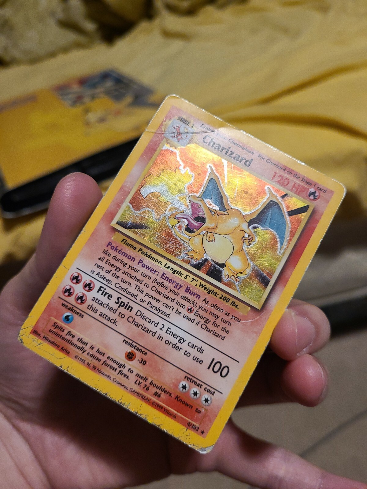 charizard base set 4/102 holofoil damaged bent creased card pokemon | eBay