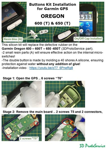 Garmin Oregon 600 - 650 (T) On/Off Buttons Kit (Silicone-Waterproof) Button - Picture 2 of 5